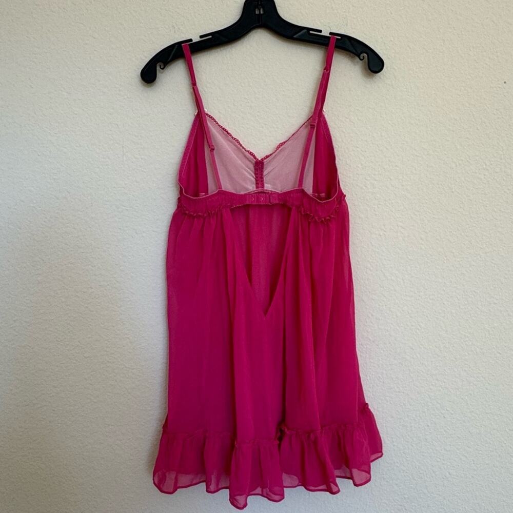 Y2K Betsey Johnson Intimates Sheer Babydoll Lingerie Hot Pink Vintage Size Small - Picture 4 of 8